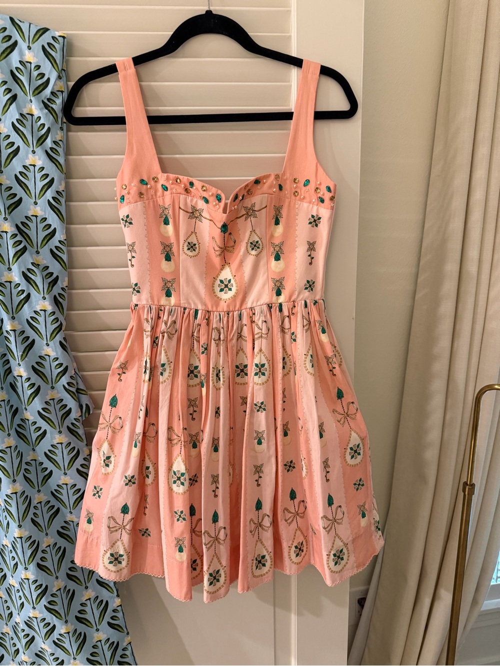 Agua by Agua Bendita Pink Embroidered Sleeveless Mini Dress